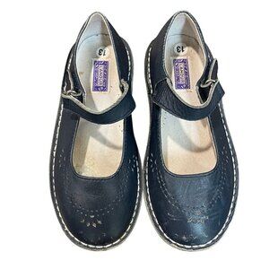 L'Amour Antonia Perforated Classic Leather Mary Jane Girls Size 13 Navy Blue